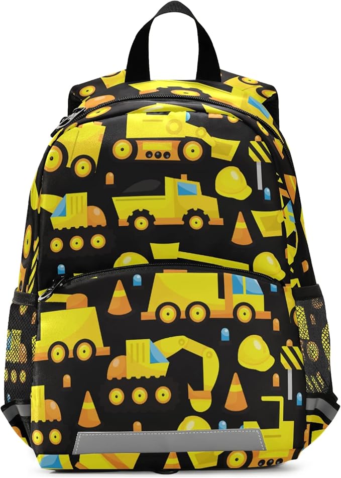 Construction Trucks Kid's Toddler Backpack for Boys Girls Preschool Nursery with Safety Leash (01144)