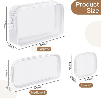8 Pcs Mesh Makeup Bag Nylon Zipper Pouch Clear Small Mesh Bags Travel Toiletry Bag Makeup Brush Holder Purse Organizer Pouches (White, Small, Large, Medium)