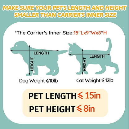 Petskd Pet Carrier 17x11x9.5 Alaska Airline Approved,Pet Travel Carrier Bag for Small Cats and Dogs, Soft Dog Carrier for 1-10 LBS Pets,Dog Cat Carrier with Safety Lock Zipper(Blue)