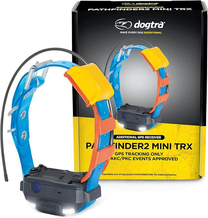 Dogtra Pathfinder 2 Mini TRX Additional Receiver Dog GPS Tracker LED Light Blue Collar SmartWatch Compatible Rechargeable Waterproof Free Offline Maps No Monthly Fee Smartphone Required