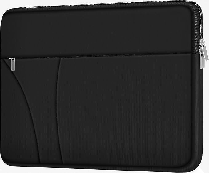 Laptop Case 13.3 inch, Shockproof Protective Carrying Briefcase Computer Bag with Zippered Pocket, Slim Traveling Laptop Sleeve Compatible for MacBook Air Pro 13.3 inch 14 inch, Dell, HP, Black