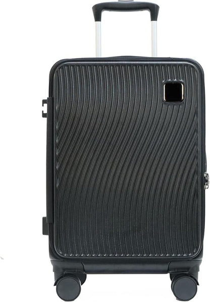 20-Inch Expandable Carry-on Luggage PC Hard Shell TSA Suitcase with Top Opening 360°Rolling Wheels Suitcase(BLACK)