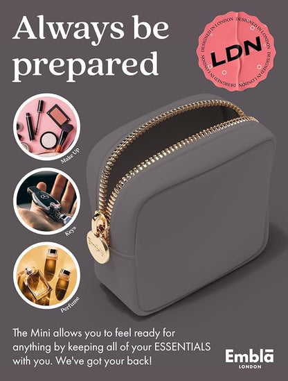 Embla Makeup Bag Travel Cosmetics Pouch and Toiletry Bag, Nylon Zipper Pouch Purse, Cute Make Up Organizer Storage Tote for Women Girls, Waterproof Travel Skincare Case, Small Makeup Bags, Grey