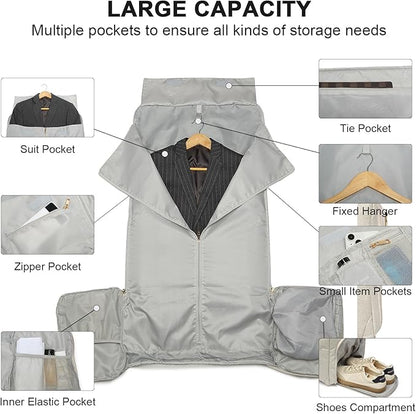 Carry On Garment Bag for Travel, Convertible Travel Garment Bag for Men Women, 2 in 1 Hanging Suitcase Suit Business Travel Bag
