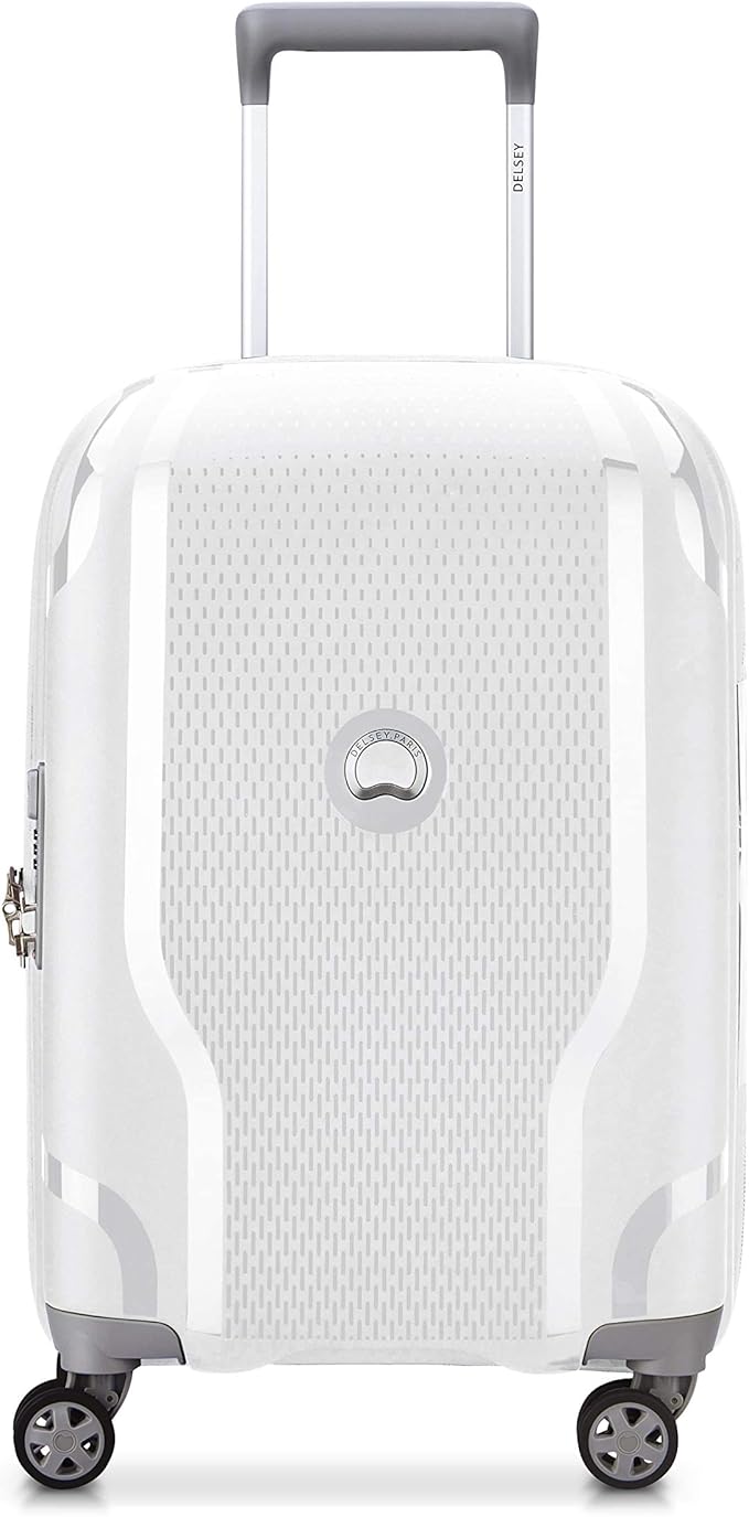 DELSEY PARIS Clavel Hardside Expandable Luggage with Spinner Wheels, White, Carry-On 19 Inch