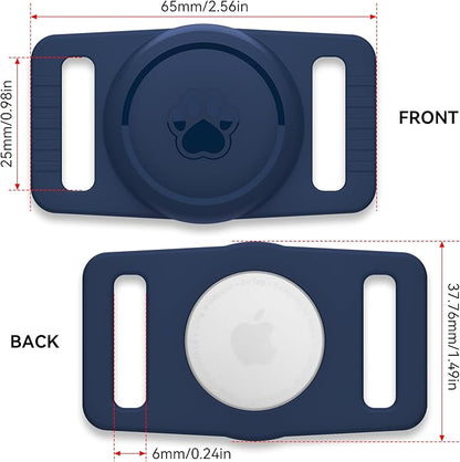for Airtag Dog Collar Holder 2 Pack,Waterproof cat Collar Holder for Apple AirTag, Silicone Air Tags Case for Cat Dog Collars(Navy)