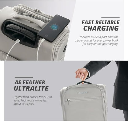 Verage Underseat Carry On Luggage with Wheels & USB Port,14 inch Cloud Gray Wheeled Spinner Carry-on Luggages Bags for Airlines, Lightweight Overnight Suitcase for Men Women