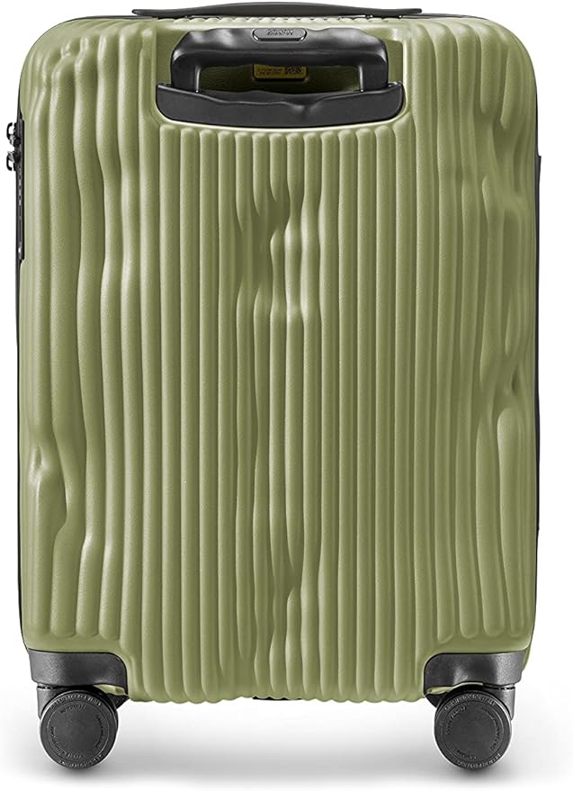 CRASH BAGGAGE Stripe Suitcase | Olive | 36L | 100% Polycarbonate, TSA-Approved Lock, 360° Spinning Wheels