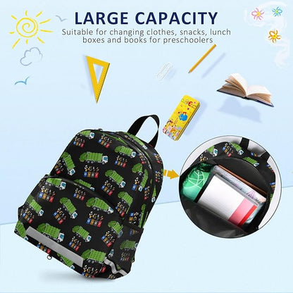 Garbage Truck Trash Recycling Kid's Toddler Backpack for Boys Girls Preschool Nursery with Safety Leash (01145)