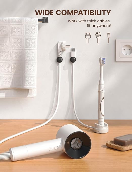 6Pack Rotatable Cord Organizer, Spring Cable Clips - Lamicall [1s Lock] Cord Holder, Desk Phone Charger Cable Management, Adhesive Wire Organizer Keeper for Nightstand, Home Office Accessories