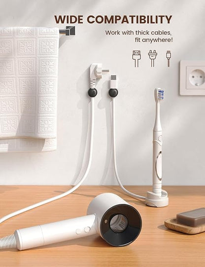 6Pack Rotatable Cord Organizer, Spring Cable Clips - Lamicall [1s Lock] Cord Holder, Desk Phone Charger Cable Management, Adhesive Wire Organizer Keeper for Nightstand, Home Office Accessories