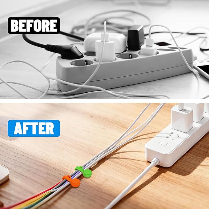 Silicone Magnetic Cable Ties Reusable Cord Organizer Twist Ties Silicone Cord Wrap with Strong Magnet for Bundling and Cable Management, Fridge Magnets 2 Sizes Combo (6pcs 2.75" + 6pcs 7.48")