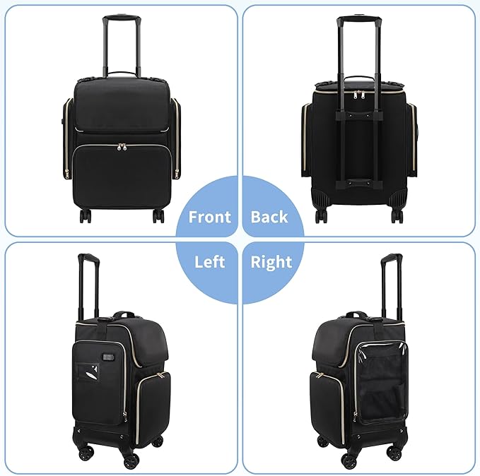 OCHEAL Hairstylist Traveling Case with a Large Makeup Travel Case for Hairstylist, Hairdresser Bag with Detachable Pouch,360° Rotatable Wheelsfor Hairdressing Tool Organizer 3 Makeup Bags