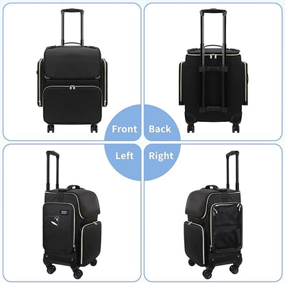 OCHEAL Hairstylist Traveling Case with a Large Makeup Travel Case for Hairstylist, Hairdresser Bag with Detachable Pouch,360° Rotatable Wheelsfor Hairdressing Tool Organizer 3 Makeup Bags
