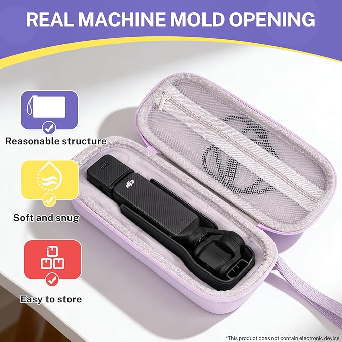DJI Osmo Pocket 3 Case, Portable Protective Hard Storage Bag Compatible with Creator Combo Camera Accessories (with Wrist Strap & Carabiner)