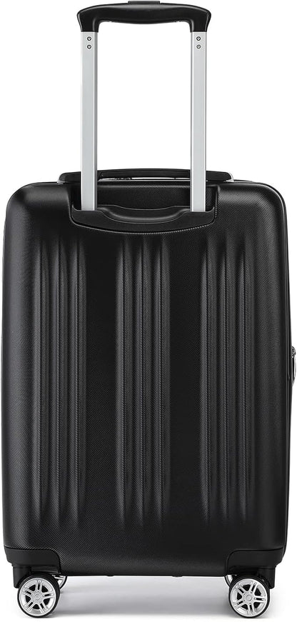 Kono Small 20 Inch Expandable Carry On Luggage with Quiet Spinner Wheels & TSA Lock, Scratch and Drop Resistant PC+ABS Hardside 22x14x9 Airline Approved Suitcase, Black