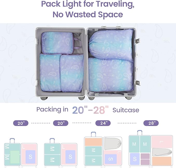 Cambond Compression Packing Cubes for Travel Women - Expandable Travel Bags Luggage Organizers Travel Essentials Compression Cubes for Travel Carry on Suitcases Organizer