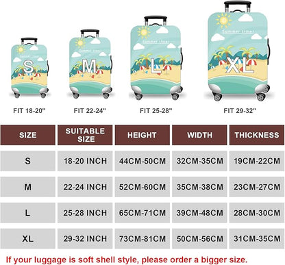 WUJIAONIAO Travel Luggage Cover Baggage Suitcase Cover Protector Skins 18-32 Inch (Beach, XL (for 29-32 inch luggage))