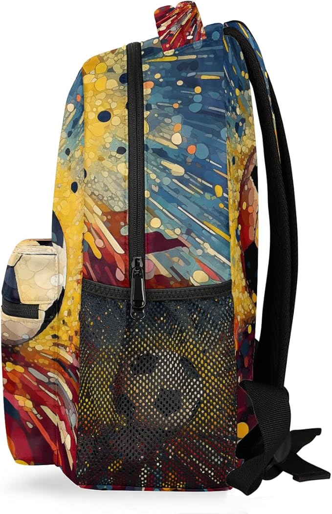 Art Football Backpack for Women Men Kids 16 Inch Laptop Backpack Lightweight Travel Backpack Purse Casual Daypack School Backpacks for Girls Boys