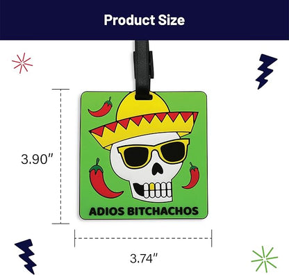 Funny Luggage Tag – Hilarious Travel ID Tag with Sarcastic Saying – Durable & Easy to Spot Suitcase Tag for Men, Women, Frequent Flyers, or Gag Gift for Travelers - Adios Bitchachos