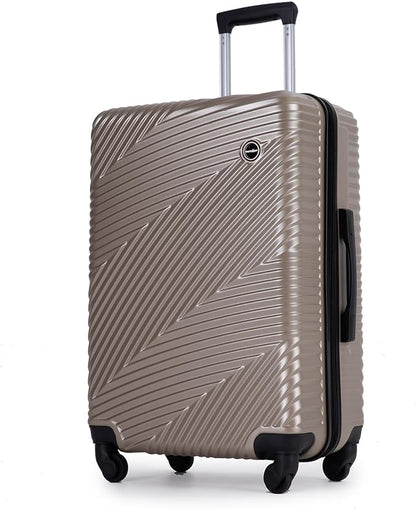 Luggage Sets 3 Piece, Hardside PC ABS Suitcase Set with Spinner Wheels, Lightweight Travel Carry-on and Checked Luggage, 3-Piece Set(20/24/28), Gold