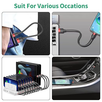 1ft Short iPhone Charger Cable 10 Pack Bulk, Multipack USB A to Lightning Cord 12 inch, Small iPhone Charging Cable for Fast Charging Station Compatible with iPhone 14 13 12 11 Pro Max 8 iPod