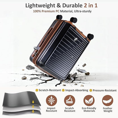 OUZZO Luggage Sets 3 Piece Expandable Suitcase Sets with Double Spinner Wheels Hardshell Lightweight PC Checked Luggage set TSA Lock for Family Trips, Business,Vacation