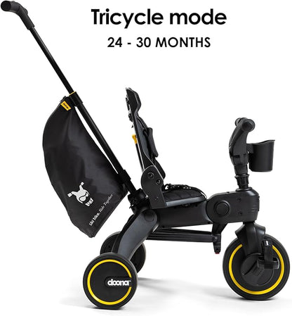 Doona Liki Trike, Midnight Edition - 5-in-1 Compact, Foldable Tricycle - Suitable for Toddlers 10 to 36 Months