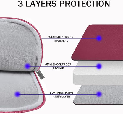 TEDNETGO Laptop Bag, 15.6 inch Laptop Sleeve, Sturdy 15 inch HP Computer Case, Lenovo Computer Briefcase Carrying Cover Case 16 inch Neoprene Bag with Pockets for Dell Asus Gifts for Women Men, Red