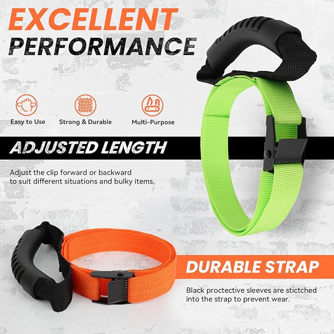Heavy Duty Storage Straps with Handle(2 Pack) for Cables, Ropes and Hoses, Extension Cord Organizer with Handle and Easy Adjustable Steel Black Lock Slider Buckles for Pool Hoses, Garden Hoses.