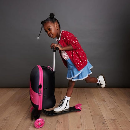 Kids Scooter Luggage - 2-in-1 Ride-On Suitcase with Light-Up Wheels & Adjustable Handle|Carry-On Approved & TSA-Friendly| Fun, Durable, Lightweight Travel Scooter for Boys & Girls Ages 3-10