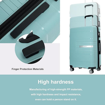 Travelhouse Luggage Sets, Expandable Hardside Suitcases 24in/28in, Carry on 20in,3 Piece Set Travel Luggages Clearance with Double Spinner Wheels TSA Lock Lightweight (Green-1206)