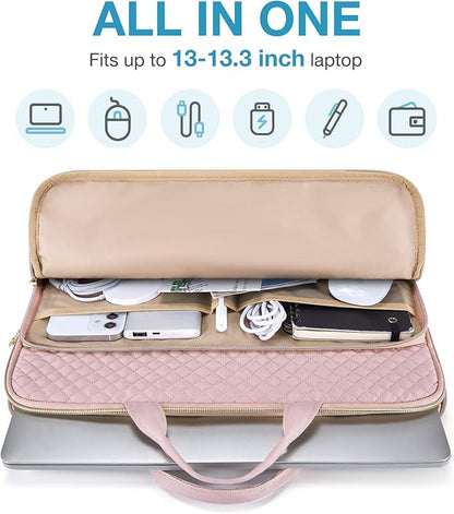 BAGSMART Laptop Case Compatible with 13-13.3 inch Notebook,Compatible with MacBook Pro 14 Inch,MacBook Air,Protective Carrying Bag with Pocket,Handles,Pink