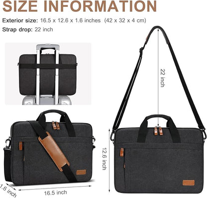 ESTARER Laptop Bag 15.6 Inch, Laptop Case for Men Water-resistant Canvas Computer Bag Fits Hp/Lenovo/Acer/Dell/Asus/MacBook, Dark Grey