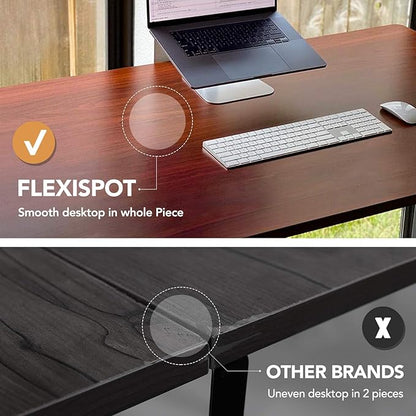 FLEXISPOT EN1 One-Piece Standing Desk with 1-Inch Thick Desktop, 48"x30" Electric Height Adjustable Desk for Home Office & Multi-Device Workstations, Mahogany(Silver Frame)