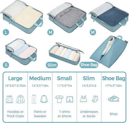 BAGAIL 6 Set Ultralight Compression Packing Cubes Packing Organizer for Travel Accessories Luggage Suitcase Backpack