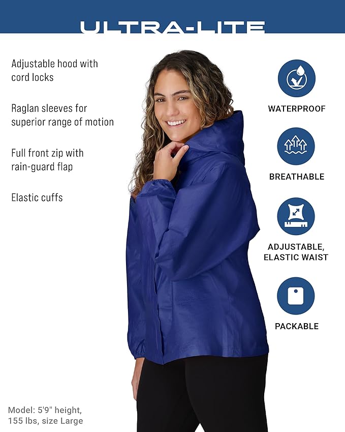 FROGG TOGGS Women's Ultra-Lite2 2-Layer Waterproof Breathable Rain Jacket