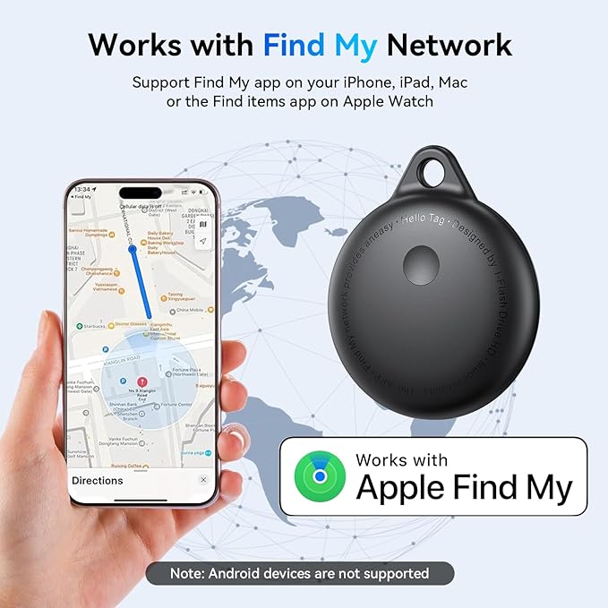 Smart Tags-4 Pack, Smart Bluetooth Tracker Work with Apple Find My, Key Finders and Find My Tracker, Game Changer Waterproof Smart Tag with Key Ring Tracker Tag for Keys/Luggage/Wallet etc