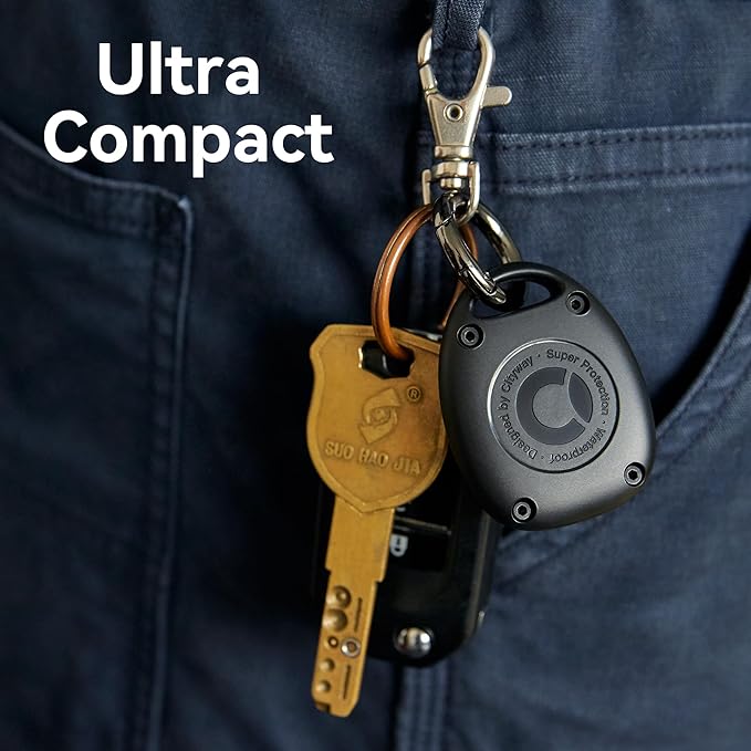 (4 Pack) for AirTag Keychain Holder Case | IPX8 Waterproof, Ultra-Compact | Portable for Air Tag Holder Cover for Backpack, Keys, Luggage - 2 Black/2 Blue