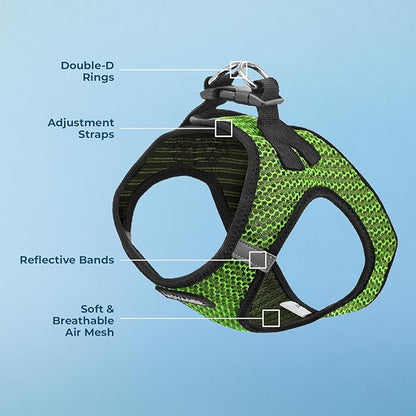 Best Pet Supplies Voyager Step-in Air Harness - All Weather Mesh, Reflective, No Pull Harness for Dogs, Cats - Secure with Hook & Loop Fastener, Buckle, Double D-Rings - Lime Green 2-Tone, XS