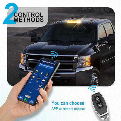 Agrieyes APP Control Mini Strobe Light Bar Rechargeable, Magnetic Amber/White LED Beacon Light, Wireless Emergency Light for Vehicles, Trucks, Tractor, Golf Cart
