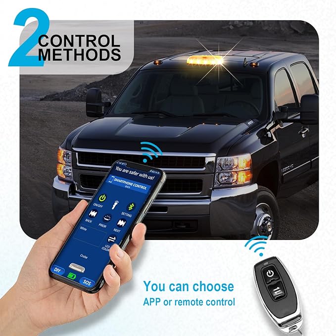 Agrieyes APP Control Mini Strobe Light Bar Rechargeable, Magnetic LED Beacon Light Wireless