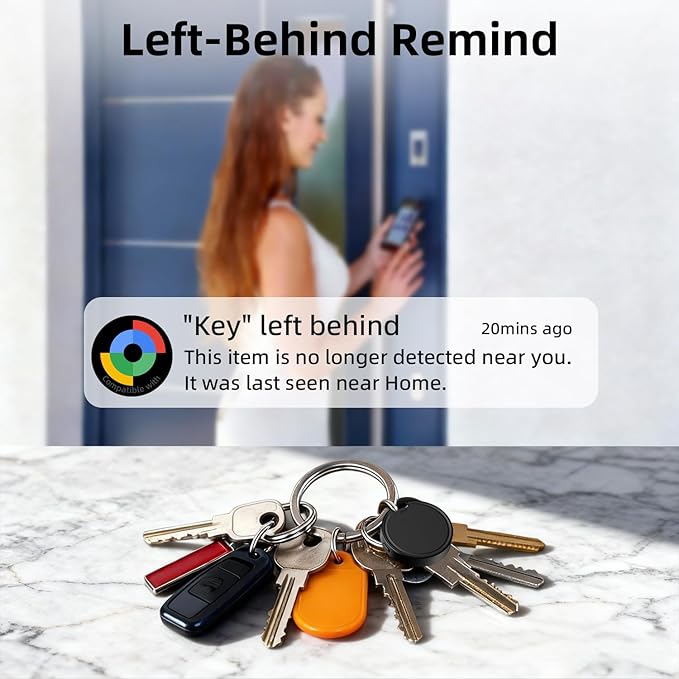 Android Tracker Tags 4 Pack Air Luggage Tracker Tags Compatible with Google Find Hub App (Android Only) Bluetooth Tracker Key Finder and Item Locator for Wallets, Backpack, Suitcases-Black