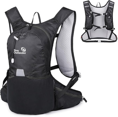 12L Small Hiking Backpack with Adjustable Chest Strap for Men, Running Backpack with Phone Pocket, Black