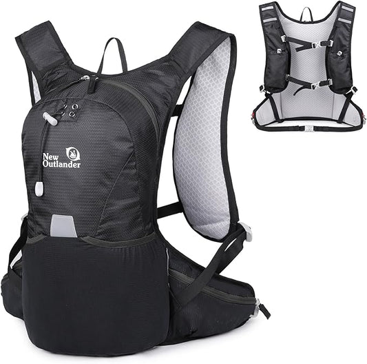 12L Small Hiking Backpack with Adjustable Chest Strap for Men, Running Backpack with Phone Pocket, Black