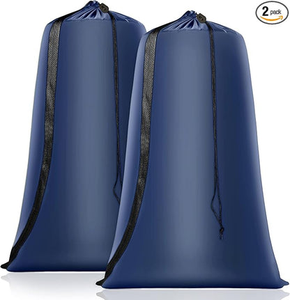 Heavy Duty Laundry Bag 2 Pack XL Nylon Laundry Bags with Straps, Washable Large Dirty Clothes Organizer with Drawstring Closure, Travel Washing Bag Fit a Laundry Hamper or Basket