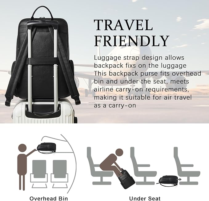 Shrrie Leather Laptop Backpack for Women with 17 inch Computer Backpack Purse for Travel College Work