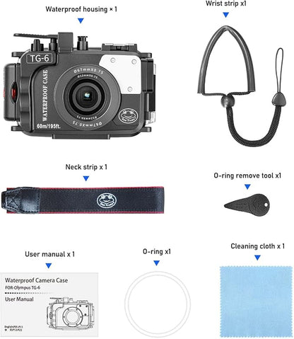 Sea frogs Camera Housing Compatible with Olympus TG6, Waterproof IPX8 Rated, 60m/197ft Depth Protection Underwater Camera Case, Black