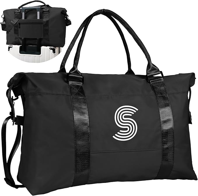 Bridesmaid Gifts, Initial Travel Duffel Bag, Gym Bag, Duffel Bag,Personalized Weekender Bag，Overnight Bag Friend Wedding Girlfriend Birthday Gifts for Women Gifts for Teen Girls (Letter S)