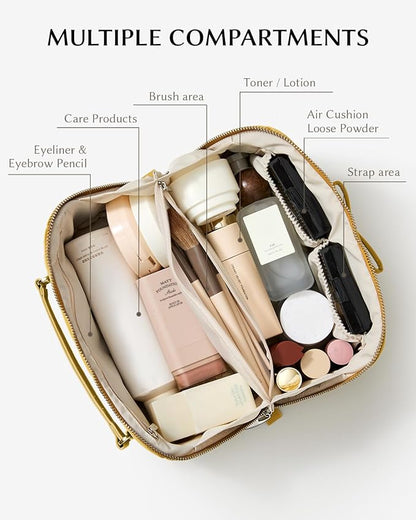 EACHY Travel Makeup Bag,Large Capacity Cosmetic Bags for Women,Waterproof Portable Pouch Open Flat Toiletry Bag Pattern Makeup Bag